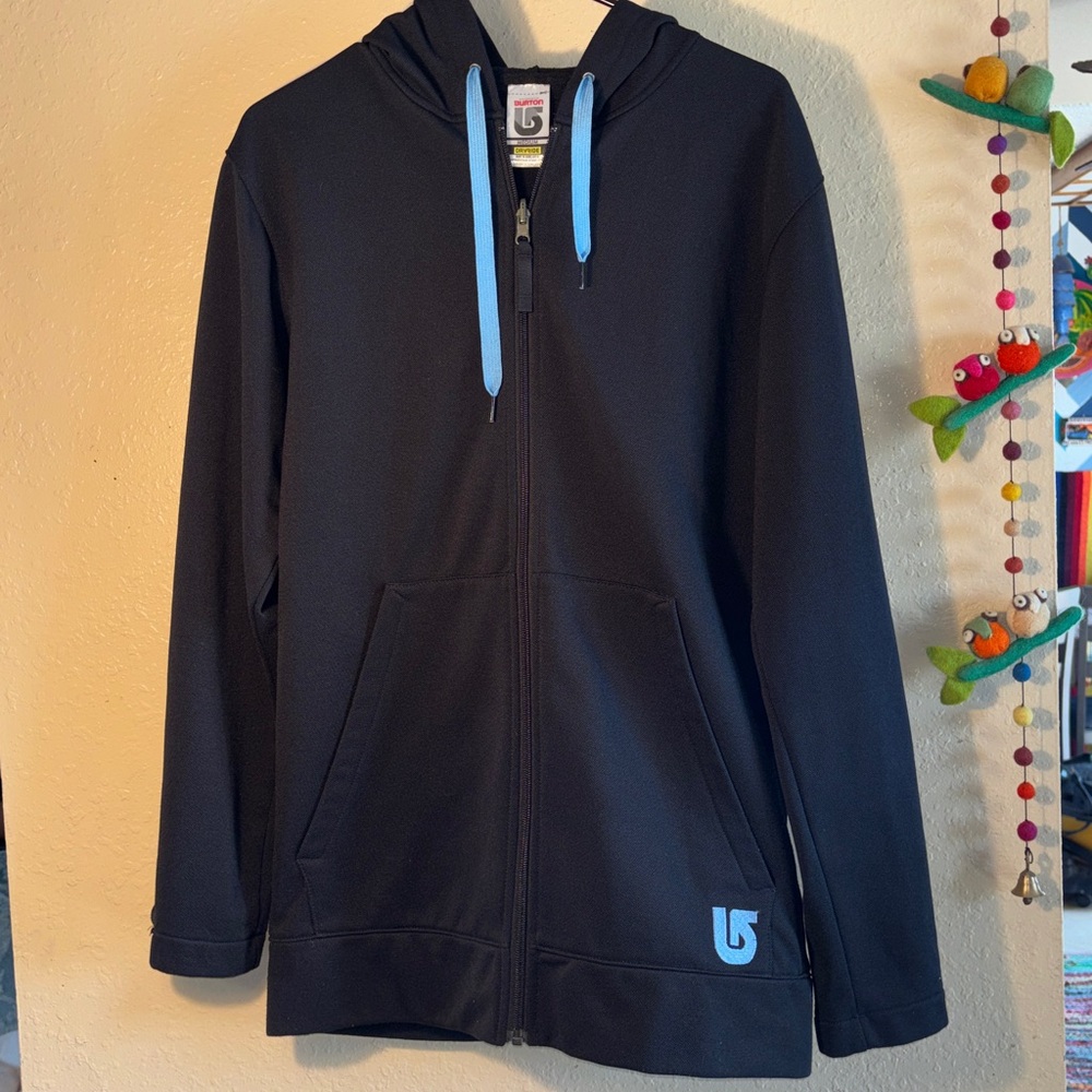 EUC Burton technical full-zip hoodie, prominent logo on the lower left corner a